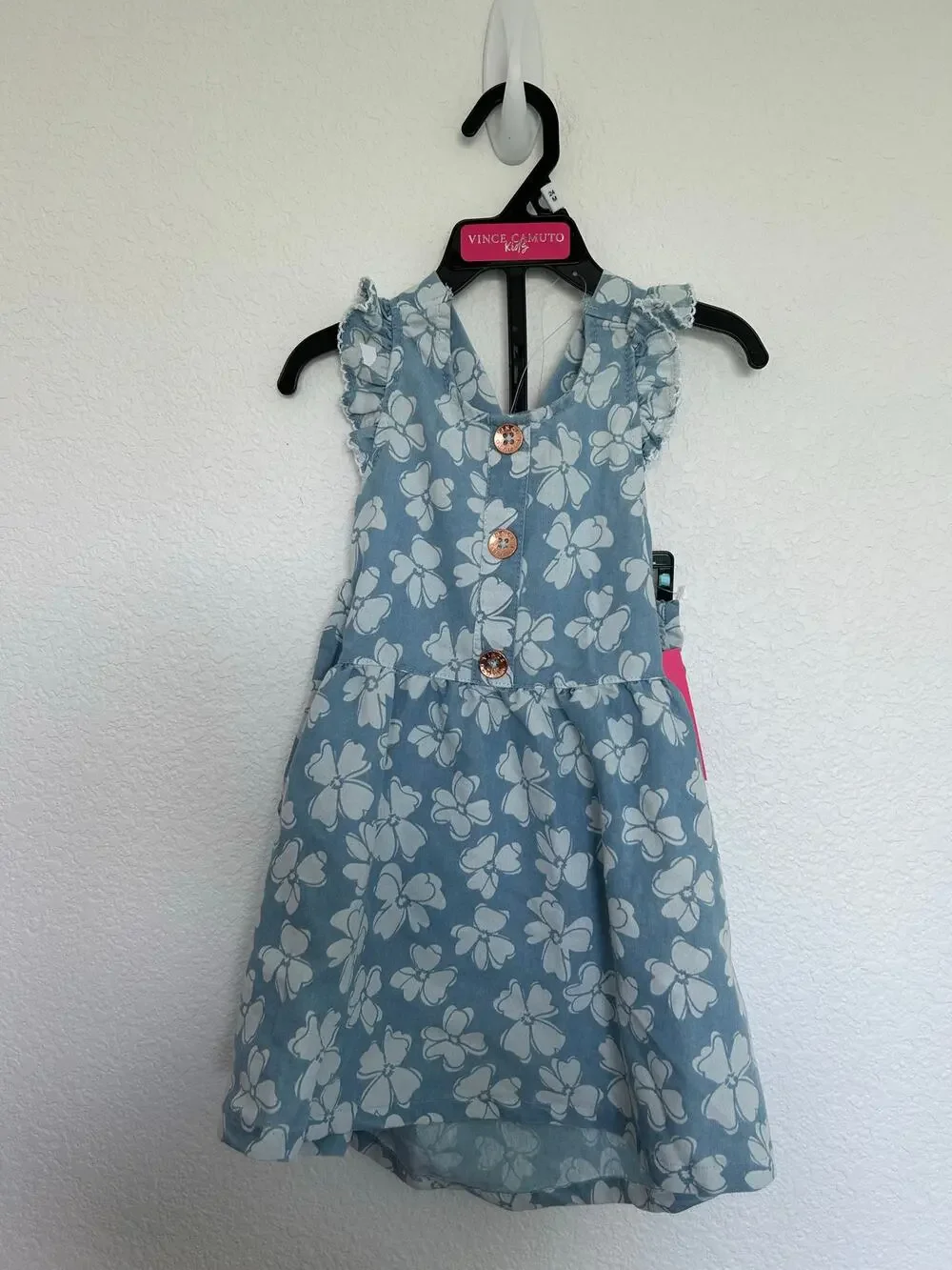 Vince Camuto Girls Blue Floral Dress and Bloomers - 24 Months